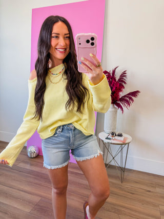 Lemon Drop Off Shoulder Sweater