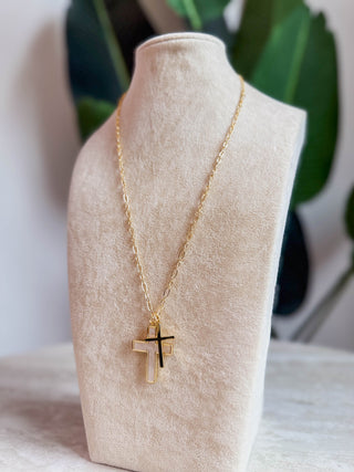 Double Tiny Cross Necklace Gold