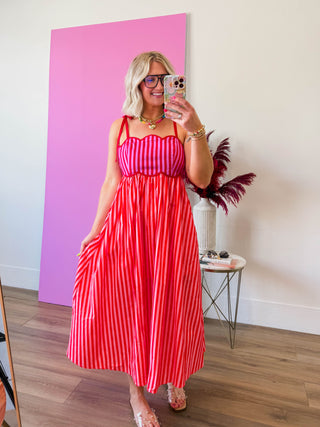 Lena Striped Midi Dress