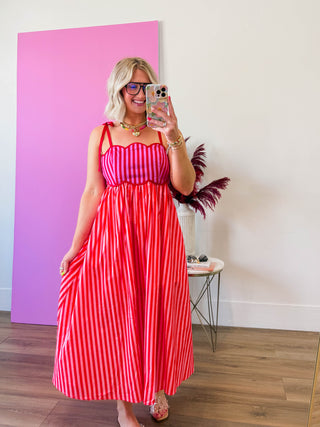 Lena Striped Midi Dress