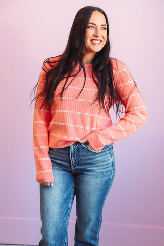 Mckenna Striped Sweater-Peach