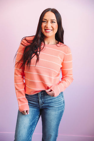 Mckenna Striped Sweater-Peach