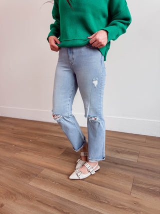 Emma High Rise Wide Straight Leg Denim