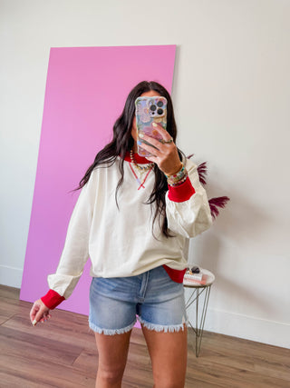 Andie Mock Neck Sweatshirt-Cream