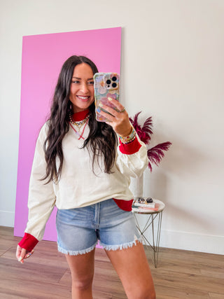 Andie Mock Neck Sweatshirt-Cream
