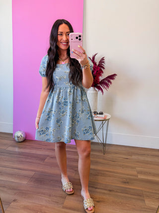 Indy Floral Denim Mini Dress