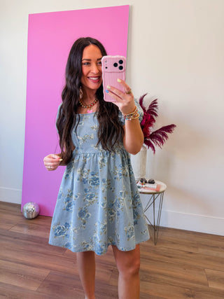 Indy Floral Denim Mini Dress