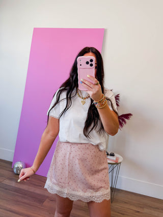 Maisie Floral Mini Skort-Blush/Mauve