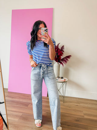 Jaci Striped Top-Royal Blue