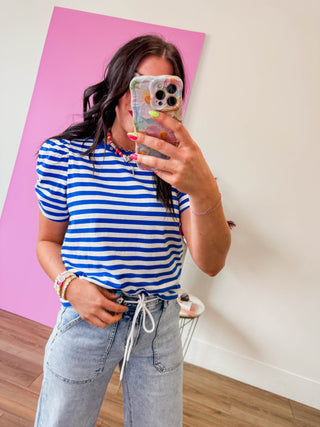 Jaci Striped Top-Royal Blue