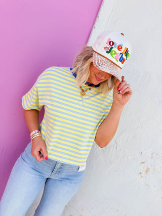 Off-Duty Striped Tee-Baby Blue/Butter