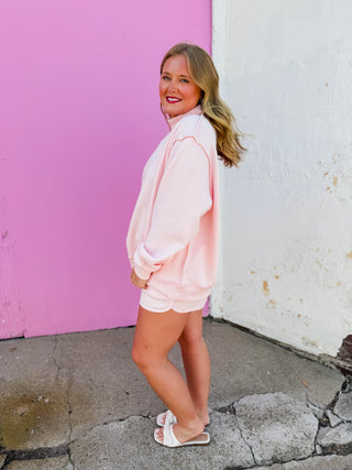 Winnie Mock Neck Sweatshirt-Ballet Pink