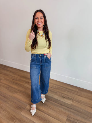 Blakely High Rise Wide Leg Denim-Dark