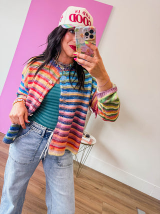 Chill Day Striped Tee-Dusty Teal