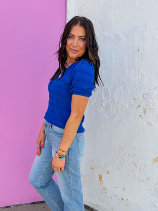 Lindy Knit Top-Royal Blue