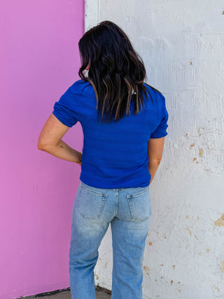 Lindy Knit Top-Royal Blue