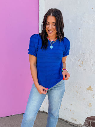 Lindy Knit Top-Royal Blue