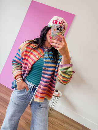 Chill Day Striped Tee-Dusty Teal