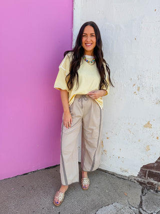 Freeform Barrel Pants-Stone
