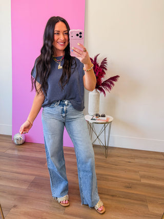 Simple Days Corded Top-Navy