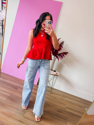 Sadie Knit Tank-Red