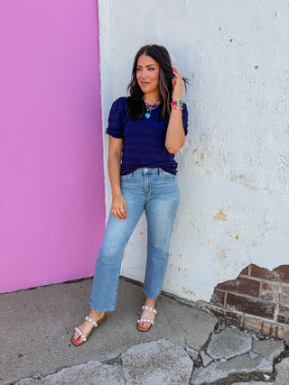 Lindy Knit Top-Navy