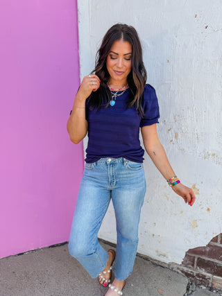 Lindy Knit Top-Navy