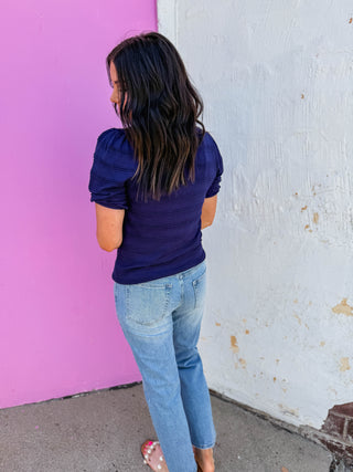 Lindy Knit Top-Navy