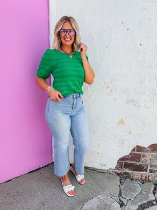 Lindy Knit Top-Kelly Green