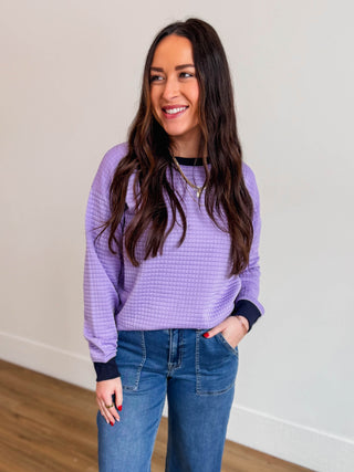 Josie Quilted Pullover-Lavender