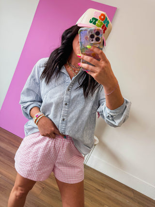 Margaret Button Down Top-Light Indigo