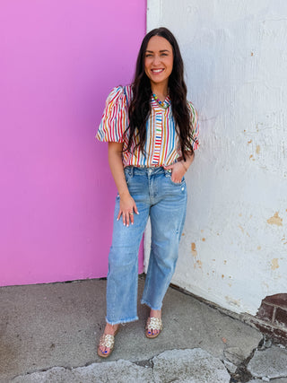 Pop Of Color Striped Top