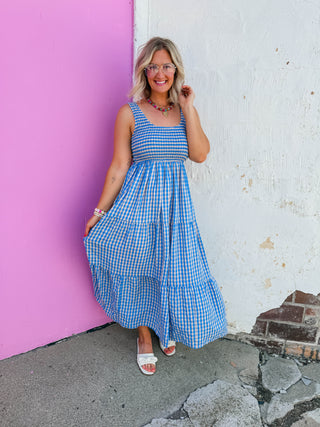 Sweet Summertime Maxi Dress-Blue/Peach