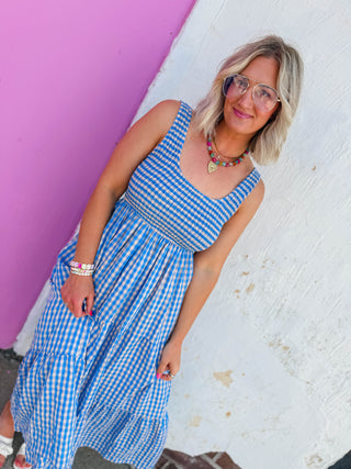 Sweet Summertime Maxi Dress-Blue/Peach