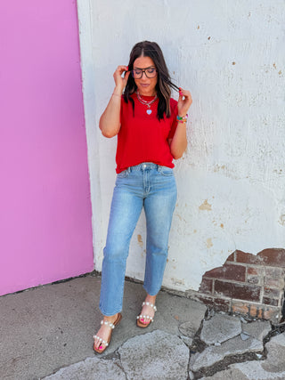 Carrie Knit Top-Red