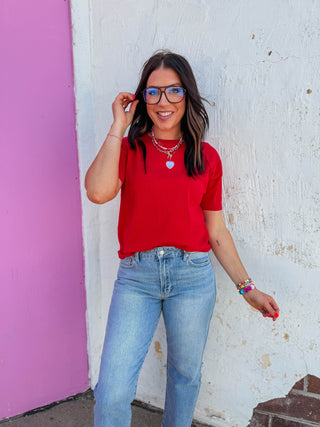Carrie Knit Top-Red