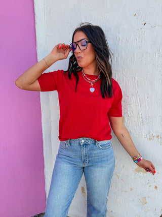 Carrie Knit Top-Red