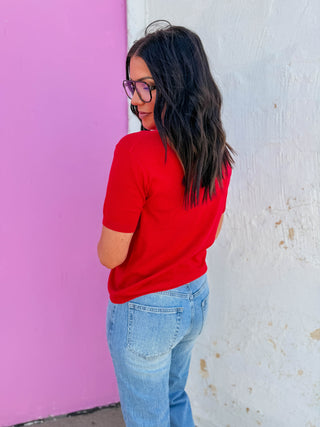 Carrie Knit Top-Red