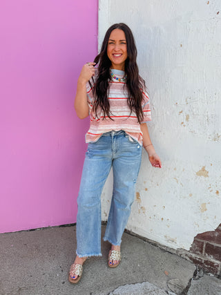 Coral Breeze Striped Tee