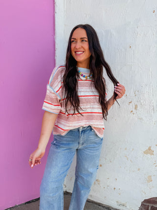 Coral Breeze Striped Tee