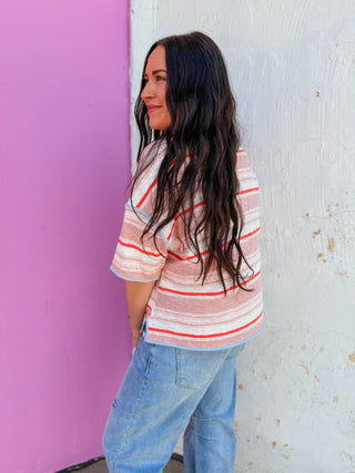Coral Breeze Striped Tee