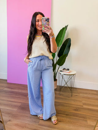 Daydream Striped Pants-Blue