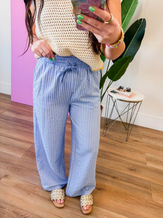 Daydream Striped Pants-Blue