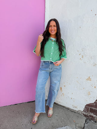 Blakely Striped Knit Top-Green