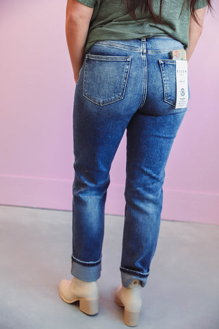 Connor High Rise Cuffed Straight Leg Denim