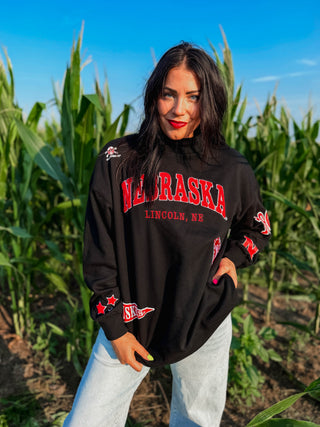 Nebraska Patches Mock Neck Sweatshirt