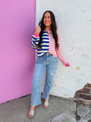 Cozy Contrast Striped Pullover