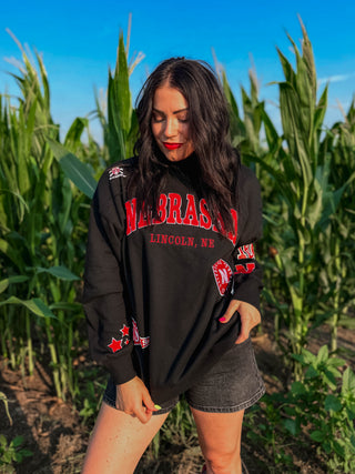 Nebraska Patches Mock Neck Sweatshirt