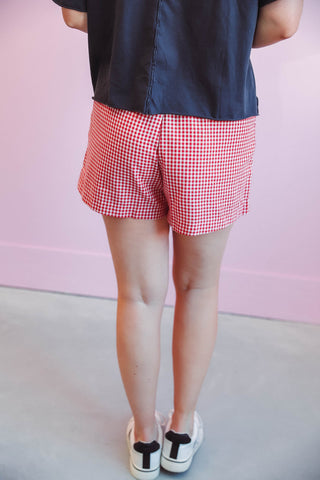 Charlotte Gingham Shorts-Red