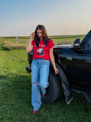 Nebraska Volleyball Cuff Cropped Tee